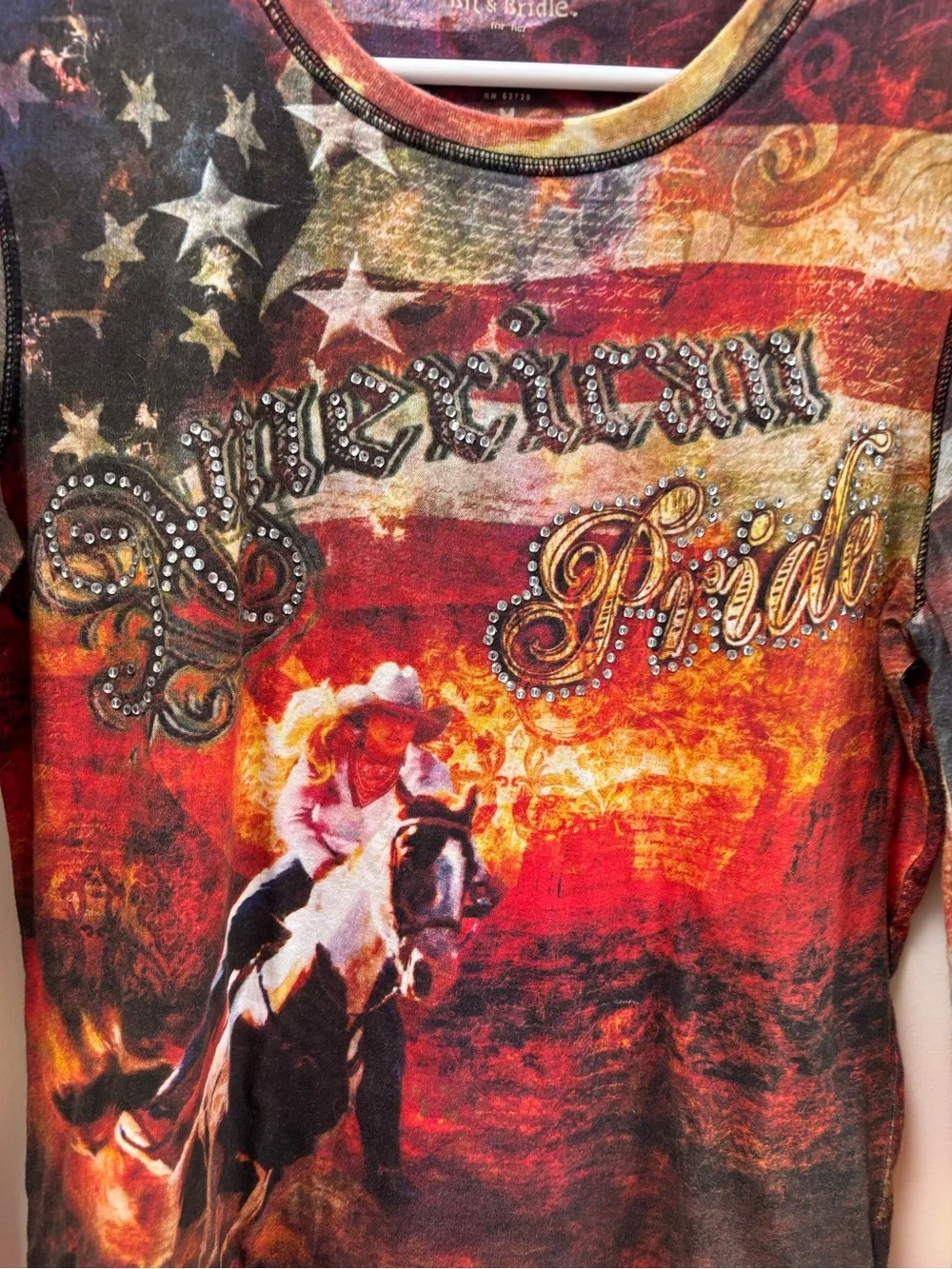 Bit & Bridle Red Multi American  Pride Graphic Long-Sleeve Tee